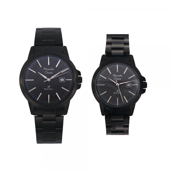 Alexandre Christie AC 1008 Black Grey Steel Couple